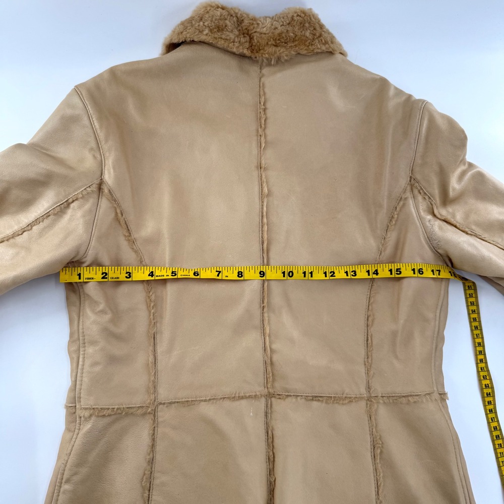 Leather Limited Shearling Coat Womens Medium Tan Good Penny Lane Genuine Leather - Picture 8 of 13